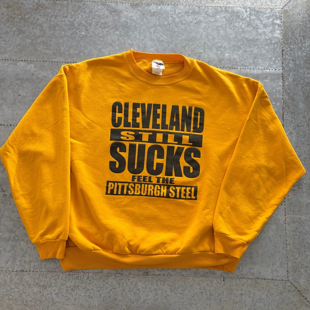 Pittsburgh Steelers Fan Trash Talk Sweatshirt, Vintage, "Cleveland Still Sucks"